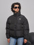 Damen Winterjacke mit Stehkragen – Dicke gefütterte Kunstpelzjacke mit Taschen Warm und Bequem